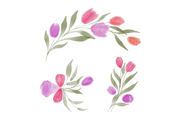 Download Watercolor Tulip Flower Arrangement Set - Flower arrangement Collection