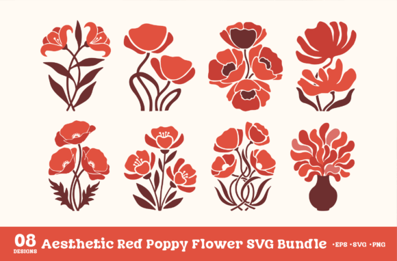Download Aesthetic Red Poppy Flower SVG Bundle - Red poppy Collection