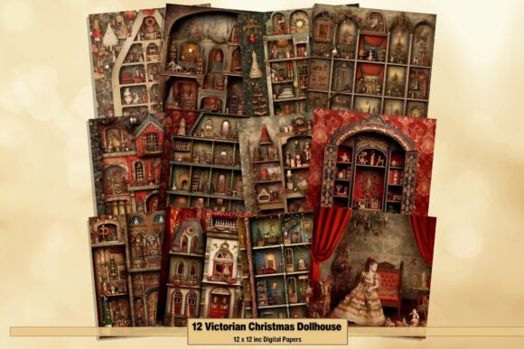 Download Victorian Christmas Dollhouse Digitals - Digitals Collection
