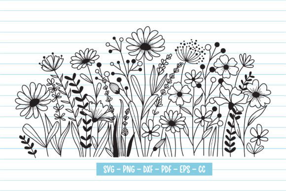 Download Hand Drawn Blooming Wildflowers Svg - Wildflower Collection