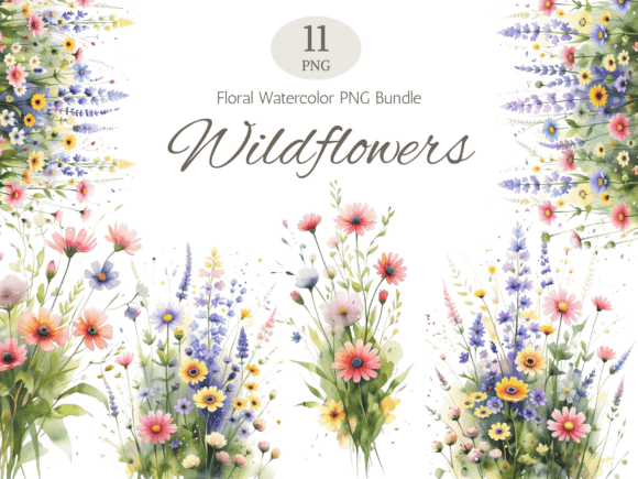 Download Watercolor Wildflower Clipart Bundle - Wildflower Collection