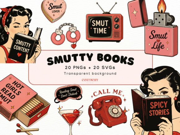 Download Smutty Books Cliparts, Retro Bookish PNG - Retro Collection