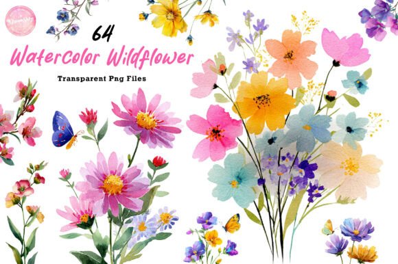 Download Watercolor Wildflower Clipart Bundle - Wildflower Collection