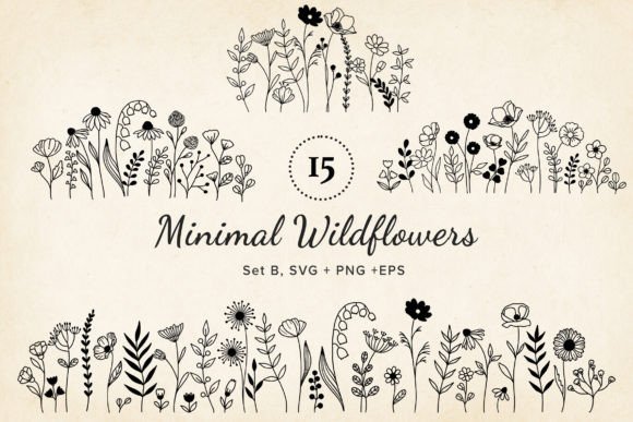 Download 15 Handdrawn Wildflower Arrangements SVG - Flower arrangement Collection