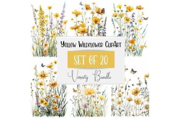 Download Yellow Watercolor Wildflower Clipart - Wildflower Collection