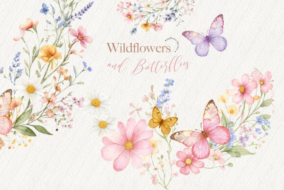 Download Wildflowers Butterflies Clipart - Wildflower Collection