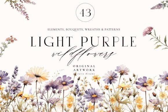 Download Light Purple Watercolor Wildflowers - Wildflower Collection