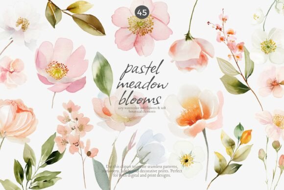 Download Pastel Wildflower Clipart Set - Wildflower Collection