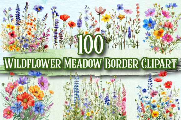 Download Wildflowers Meadow Border Clipart - Wildflower Collection
