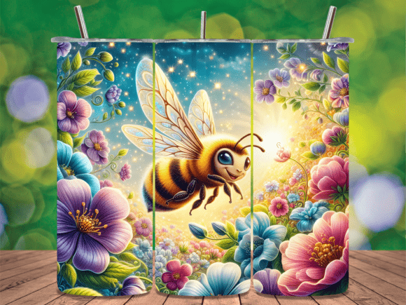 Download Flying Bee Colorful Blossoms Tumbler PNG - Colorful blossoms Collection