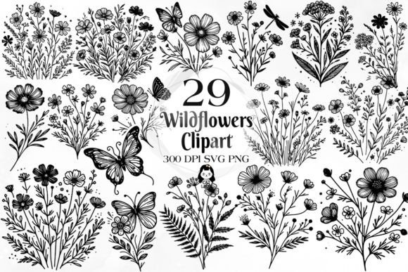 Download Wildflowers SVG PNG Clipart Bundle - Wildflower Collection