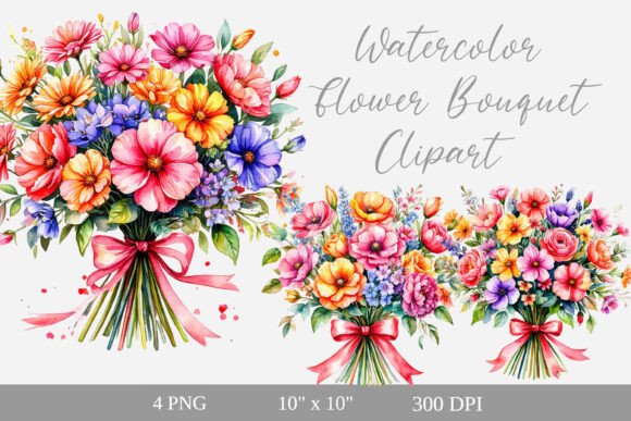 Download Watercolor Flower Bouquet Clipart - Premium Resources