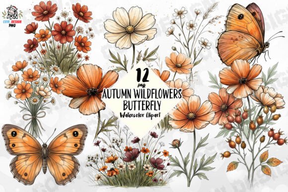 Download Autumn Wildflowers Butterfly PNG - Wildflower Collection