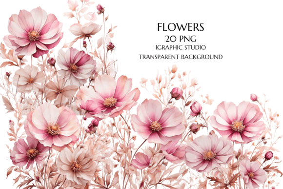 Download Rose Gold and Pink Wildflowers PNG - Wildflower Collection